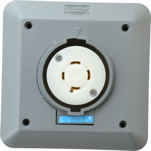 Main product image of 250 VAC, 20 Amp, L15-20R NEMA, Self Grounding Receptacle, Gray, HBL2420SR2
