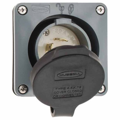 Main product image of 250 VAC, 20 Amp, L15-20P NEMA, Self Grounding Inlet, Gray, HBL2425SW