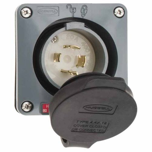 Main product image of 480 VAC, 20 Amp, L16-20P NEMA, Self Grounding Inlet, HBL2435SW