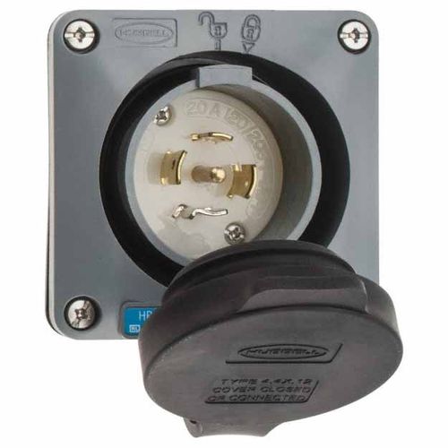 Main product image of 120/208 VAC, 20 Amp, 21-20P NEMA, Self Grounding Inlet, HBL2515SW