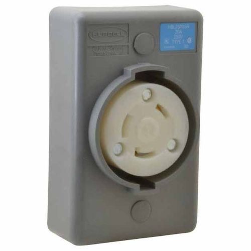 Main product image of 2P 3 Wire 250 VAC, 30 Amp, L6-30R NEMA, Self Grounding Receptacle, Gray, HBL2620SR