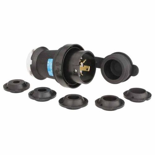 Main product image of 2P 3 Wire 30A Industrial Locking Plug, L6-30P, 250V, Black & White, HBL2621SW