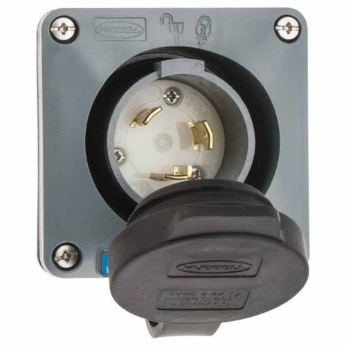 Main product image of 2P 3 Wire 250 VAC, 30A, L6-30P NEMA, Self Grounding Inlet, Gray, HBL2625SW