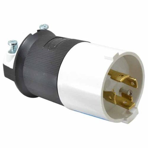 Main product image of 3P 30A Industrial Locking Plug, Shrouded, L15-30P, 250V, Black & White, HBL2721S