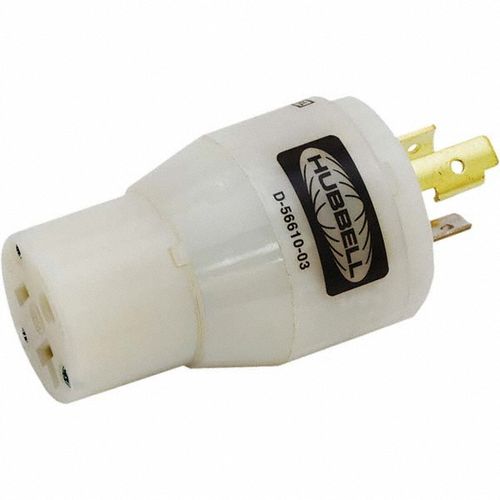 Main product image of 2P 3 Wire Industrial Straight Blade Adapter, 5-15P to 5-20R, 125 VAC, White, HBL2274