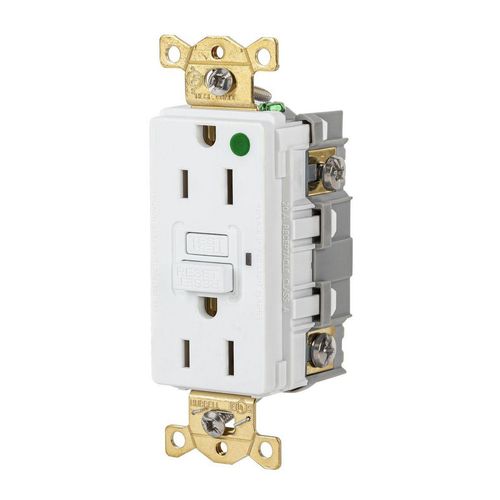 Main product image of Duplex Commercial GFCI Receptacle NEMA 5-20R, Screw Terminals, Socket End, Manual Reset (White), GFR82W