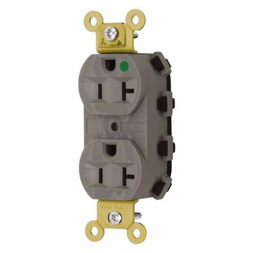 Main product image of Hospital Straight Blade Duplex Receptacle, Self-Grounding, 20A, 125v, Gray, SNAP8300GYA