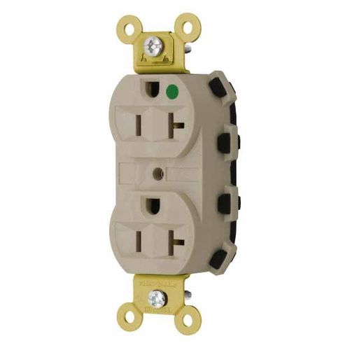 Main product image of Hospital Straight Blade Duplex Receptacle, Self-Grounding, 20A, 125v, Light Almond, SNAP8300LAA