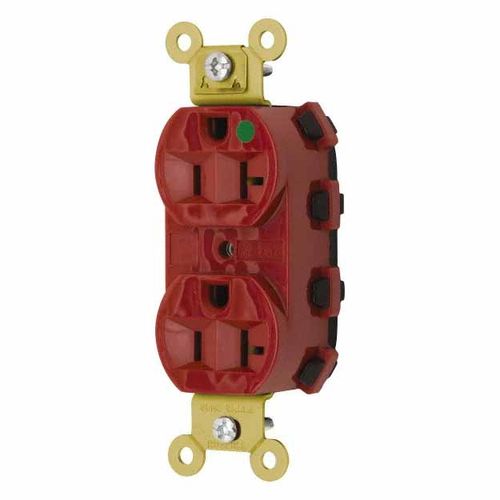 Main product image of Hospital Straight Blade Duplex Receptacle, Self-Grounding, 20A, 125v, Red, SNAP8300RA