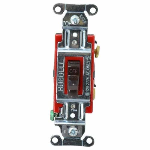 Main product image of 1 Pole, 120 to 277 VAC, 20 Amp, Industrial Grade Toggle Wall Switch, Brown, 1221B
