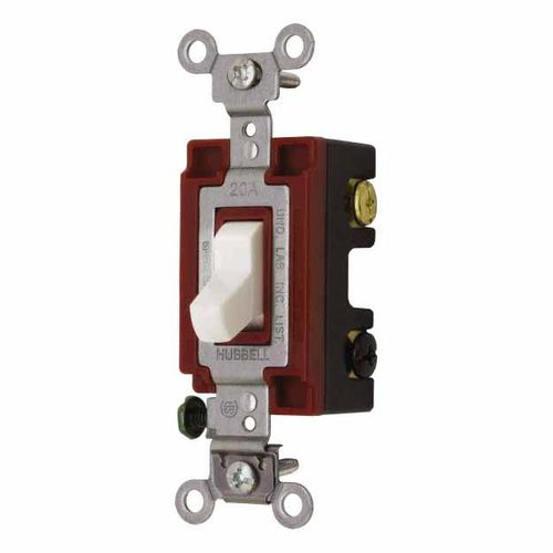 Main product image of 4 Pole, 120 to 277 VAC, 20 Amp, Industrial Grade Toggle Four Way Switch, White, 1224W