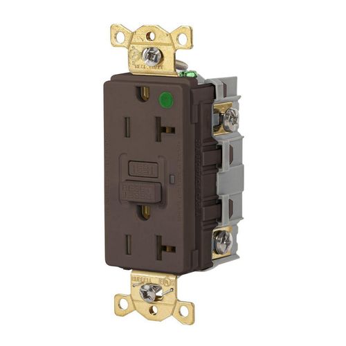 Main product image of Duplex Hospital GFCI Receptacle, NEMA 5-20R, Manual Reset, Back/Side Wiring (Brown), GFR83