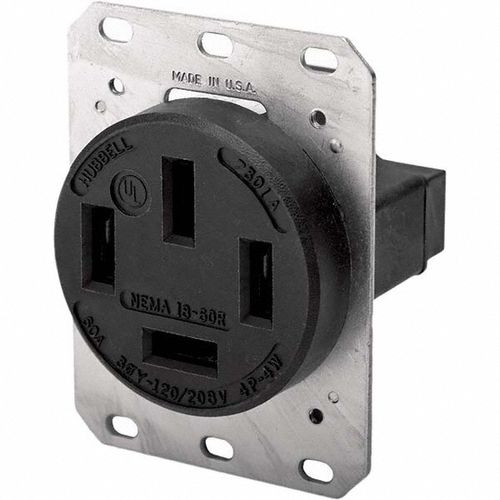 Main product image of Straight Blade Single Receptacle, NEMA 18-60R, 60 Amps, Grounded, Black, HBL7301A