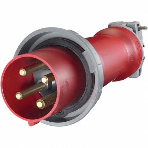 Main product image of Male Pin and Sleeve Connector, 100A 3-Phase Delta 480V AC, 3- Pole 4-Wire Grounding, Watertight, Red, HBL4100P7W