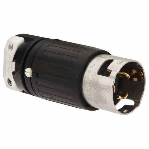 Main product image of 3P, 4 Wire 50A Industrial Locking Plug, Non-NEMA, 250V, Black & White, CS8365C
