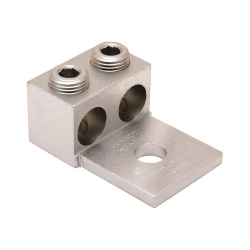 Main product image of AL Universal Terminal, 2 Conductor, 1-Hole, #6 AWG Str-350 kcmil, 1/2" Stud, 2 Screws, Al/Cu Rated