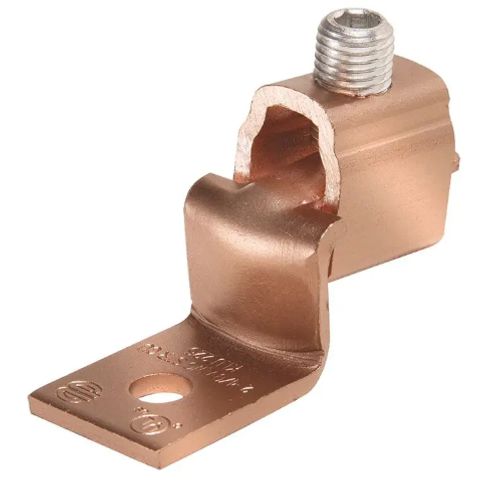 Main product image of Copper Terminal, Offset Tongue, 1 Hole, 14-10 AWG (Sol), #6 Stud, 1 Screw