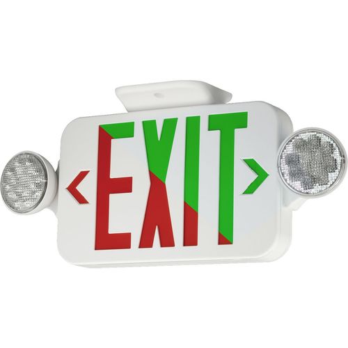 Main product image of Compass Dual-Voltage Combination LED Exit Sign and Emergency Light, 120/277V (Red Letters, White), CCR