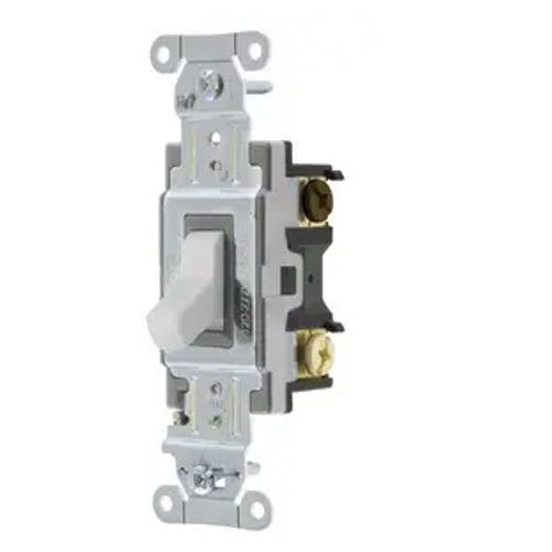 Main product image of Commercial Grade Toggle Switch, 3-Way, 20A 120/277V AC, Side Wired (White), CS320W-HUBBELL