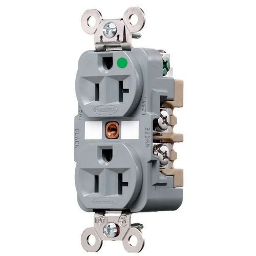 Main product image of Hospital Grade Straight Blade Duplex Receptacle, NEMA 5-20R, 20A, 125V, Gray, HBL8300GY