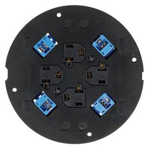 Main product image of Systemone, Sub-Plate, (4) 20A, 125V Receptacles, (4) Hubbell Keystone Openings, Black
