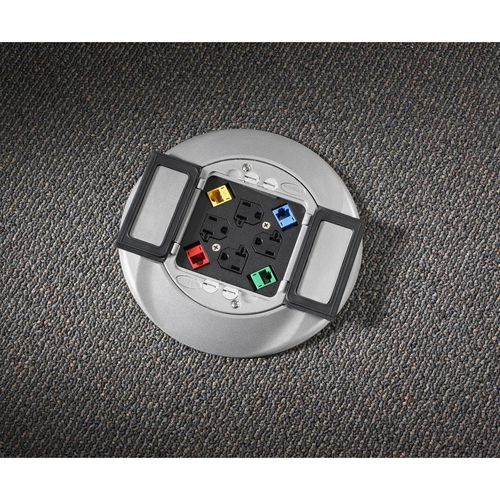 Main product image of Systemone, Sub-Plate, (4) 20A, 125V Receptacles, (4) Hubbell Keystone Openings, Black