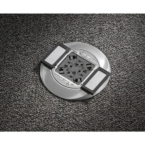 Main product image of Systemone, Sub-Plate, (4) 20A, 125V Receptacles, (4) Hubbell Keystone Openings, Black