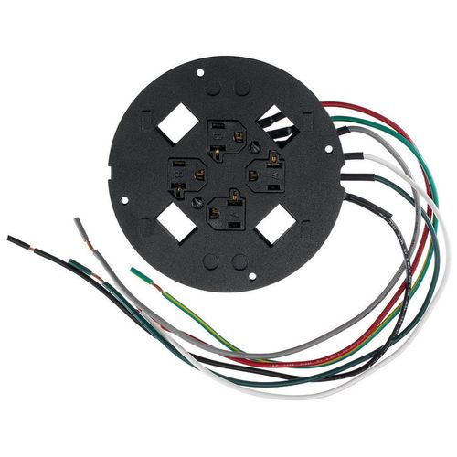 Main product image of Systemone, Sub-Plate, (4) 20A, 125V Receptacles, (4) Hubbell Keystone Openings, Black
