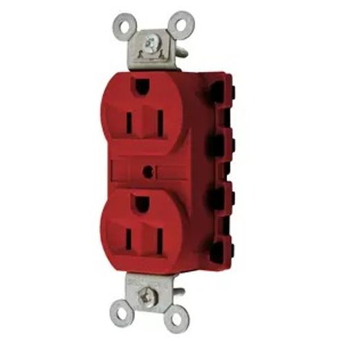 Main product image of Straight Blade Duplex Receptacle, SNAPConnect, 2-Pole 3-Wire Grounding, 15A 125V, 5-15R, Nylon (Red), ., SNAP5262RA