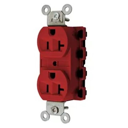 Main product image of Straight Blade Duplex Receptacle, SNAPConnect, 20A 125V, 2-Pole 3-Wire Grounding, 5-20R, Nylon (Red), SNAP5362RA