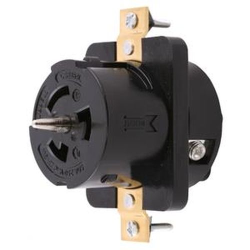 Main product image of 50 A 3 Phase 250 Vac 3-Pole 4-Wire Twist-Lock Economy Receptacle (Black)