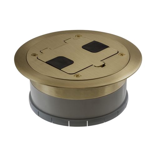 Main product image of Flange And Hinged Door Cover W/ Tamper-Resistant Duplex Receptacle, Solid Brass