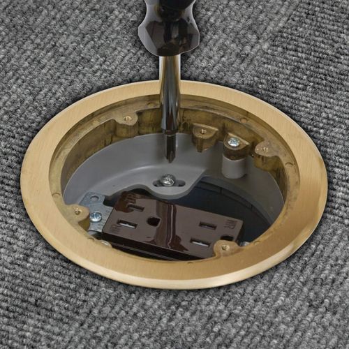 Main product image of Flange And Hinged Door Cover W/ Tamper-Resistant Duplex Receptacle, Solid Brass