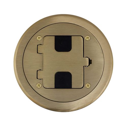 Main product image of Flange And Hinged Door Cover W/ Tamper-Resistant Duplex Receptacle, Solid Brass