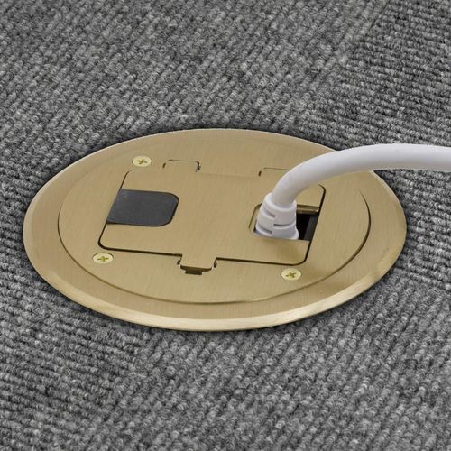 Main product image of Flange And Hinged Door Cover W/ Tamper-Resistant Duplex Receptacle, Solid Brass
