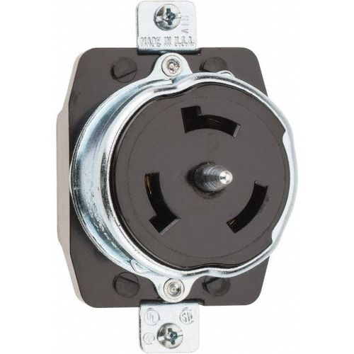 Main product image of California-Style Industrial Grade Flush Mount Locking Receptacle, 3P, 50A, Non-NEMA - Black (125/250V)