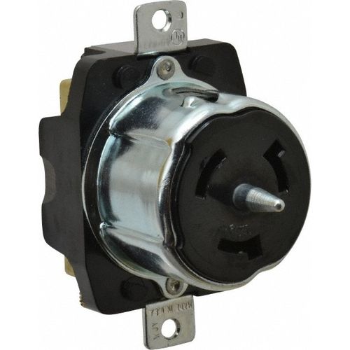 Main product image of California-Style Industrial Grade Flush Mount Locking Receptacle, 3P, 50A, Non-NEMA - Black (480V)