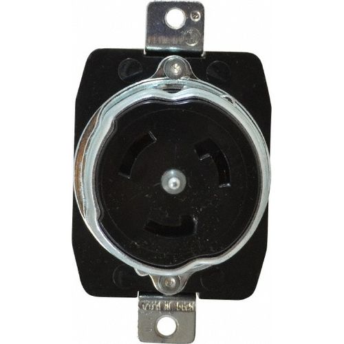 Main product image of California-Style Industrial Grade Flush Mount Locking Receptacle, 3P, 50A, Non-NEMA - Black (250V)
