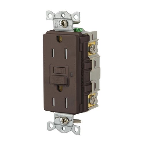 Main product image of Duplex Commercial Grade Tamper-Resistant GFCI Receptacle, NEMA 5-15R, Screw Terminals, Socket End, Manual Reset, GFRTR15
