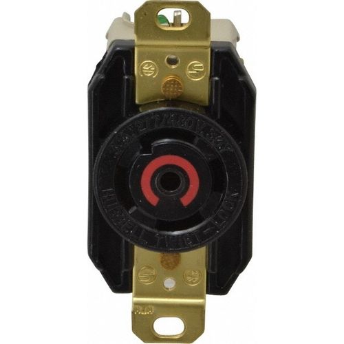 Main product image of 4 Pole, 5 Wire, 277/480 VAC, 30 Amp, NEMA L22-30R, Self-Grounding Receptacle, Black, HBL2820