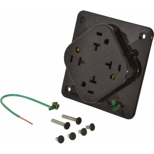 Main product image of Straight Blade Fourplex Receptacle, NEMA 5-20R, 20 Amps, Self-Grounding, Brown, HBL420H