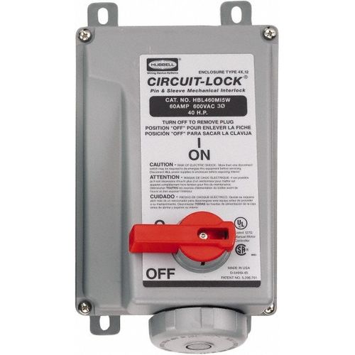 Main product image of 3 Phase, 600 VAC, 30 Amp, 20 hp, 4 Pin Configuration, Interlock Receptacle, HBL430MI5W