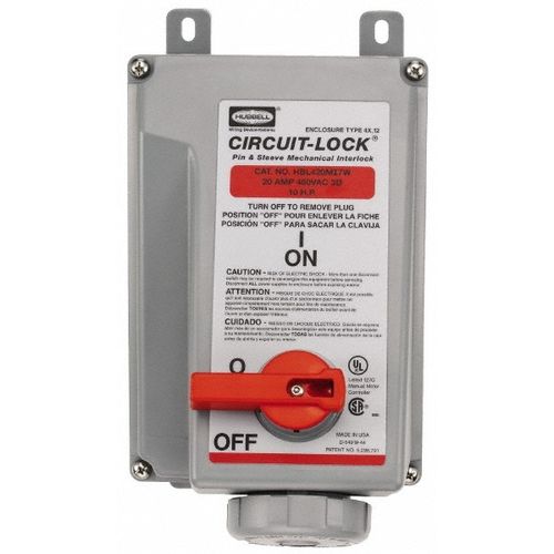 Main product image of 3 Phase, 600 VAC, 60 Amp, 40 hp, 4 Pin Configuration, Interlock Receptacle, White, HBL460MI5W