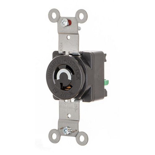 Main product image of Twist-Lock Single Locking Receptacle, 15A, 250V, 2-Pole 3-Wire, Screw Mount, Nylon, Black, HBL4760ST