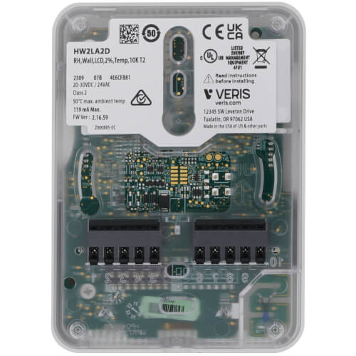 HW2LA2D Veris HW2LA2D LCD Wall Humidity & Temperature Sensor, 10K