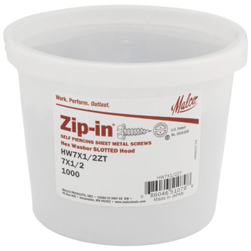1/2" (Length) 1/4" (Head Size) Slotted Hex Washer Head Zip-In Sheet Metal Screws (1,000 Pack)