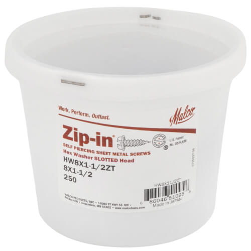 1-1/2" (Length) 1/4" (Head Size) Slotted Hex Washer Head Zip-In Sheet Metal Screws (250 Pack)