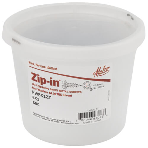 1" (Length) 1/4" (Head Size) Slotted Hex Washer Head Zip-In Sheet Metal Screws (500 Pack)