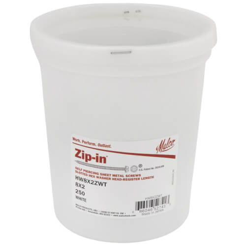 Main product image of 2" (Length) 1/4" (Head Size) Slotted Hex Washer Head Zip-In Sheet Metal Screws, White (250 Pack)