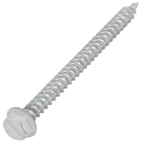 Main product image of 2" (Length) 1/4" (Head Size) Slotted Hex Washer Head Zip-In Sheet Metal Screws, White (250 Pack)